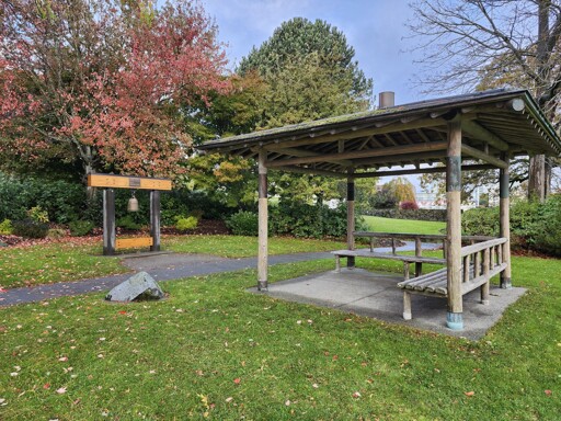 Victoria BC around Laurel Point, a beautiful location near the coast lies The Friendship Bell and Japanese pavillion gifted by the Morioka Victoria Friendship Society